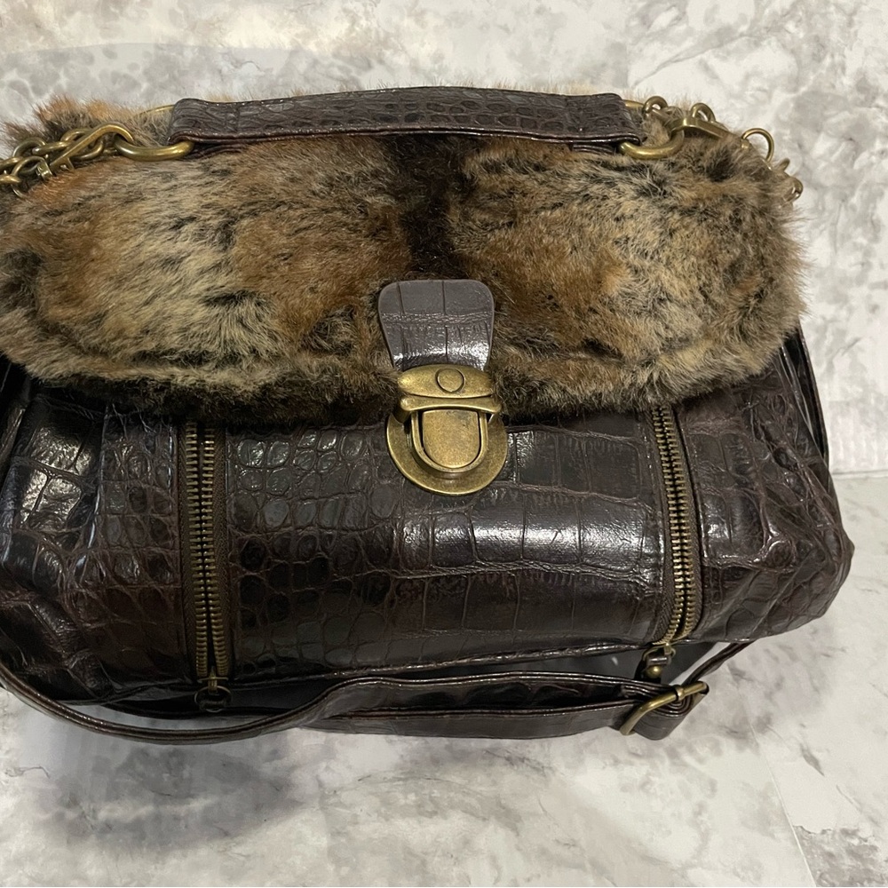 Bueno Elegant Brown Faux Fur Women's Bag